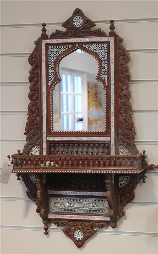 A Damsacusware inlaid mirror 80cm